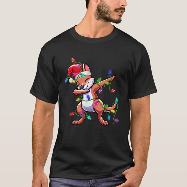 Camiseta Navidades Kangaroo Dabbing enciende Santa Xmas par (Anverso)