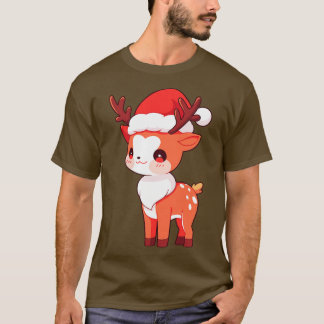 Camiseta Navidades kawaii rindieron reno en Santa Hat