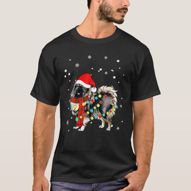 Camiseta Navidades Keeshond Dog Santa Hat Perro Árbol de lu (Anverso)