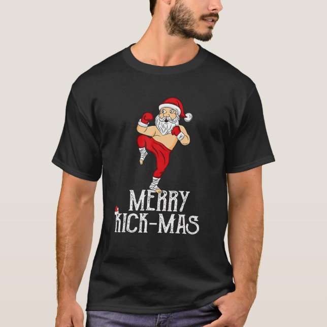 Camiseta Navidades Kickboxing Santa Claus Merry Kick-Mas Me (Anverso)