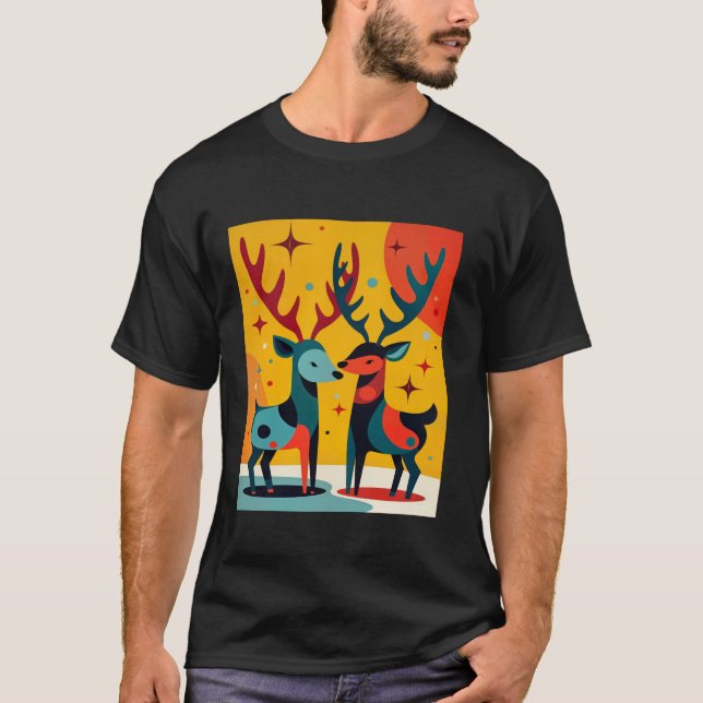 Camiseta Navidades kitsch modernos de mediados del siglo (Anverso)