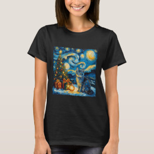 Camiseta Navidades: La estrella del arte de un gato azul ru