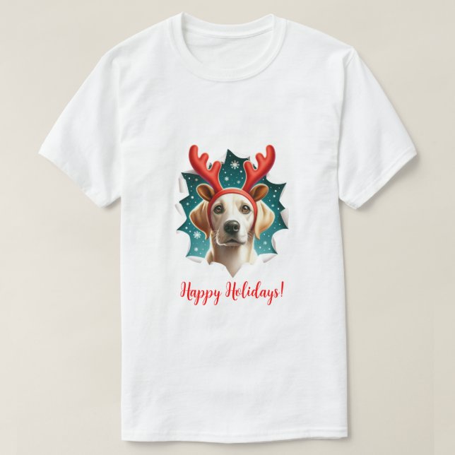 Camiseta Navidades Labrador Recuperador de Renos (Diseño del anverso)