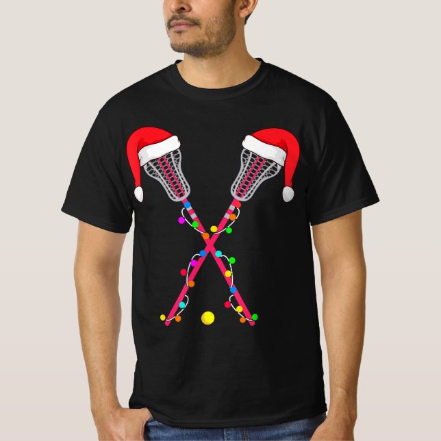 Camiseta Navidades Lacrosse Santa Hat alumbran navidades de (Anverso)