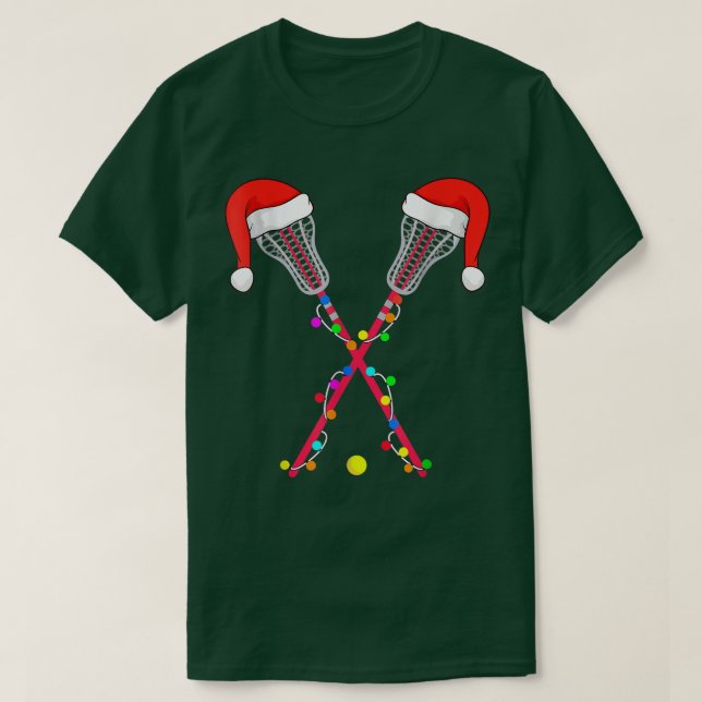 Camiseta Navidades Lacrosse Santa Hat iluminan divertidos d (Diseño del anverso)