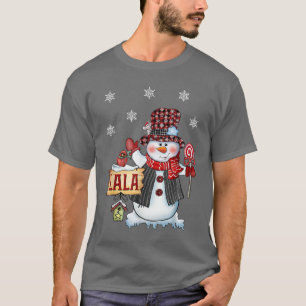 Camiseta Navidades Lala Snowman Candy Cane Red Plaid Santa
