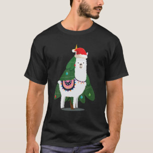 Camiseta Navidades Lama Con Árbol De Navidad