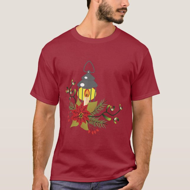 Camiseta Navidades Lantern y Poinsettia (Anverso)
