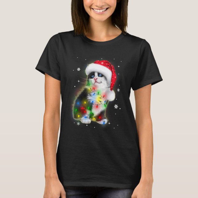 Camiseta Navidades Led Gato Negro Cortan Fantasma Gato (Anverso)
