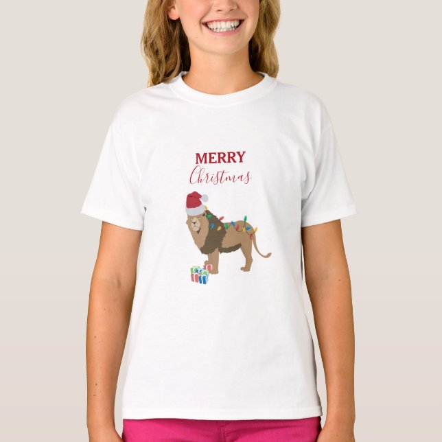 Camiseta Navidades leen divertidos animales con Santa Hat (Anverso)