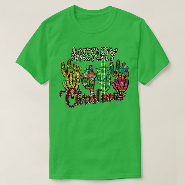 Camiseta Navidades leopardo iluminan Cactus Santa Lover Xma (Diseño del anverso)
