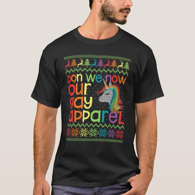 Camiseta Navidades LGBT: Ahora nuestro arcoiris de ropa gay (Anverso)