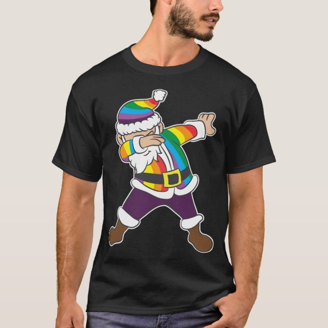 Camiseta NAVIDADES LGBT Rainbow Santa Gay LGBTQ regalo de N (Anverso)
