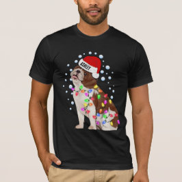 Camiseta Navidades ligan Bulldog inglés con cachorro de per