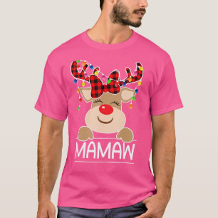 Camiseta Navidades ligeros de renos de caña roja Navidades