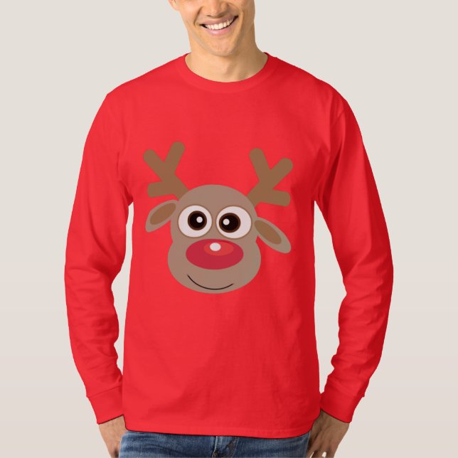 Camiseta Navidades lindos Novedad de renos rojo feo (Anverso)