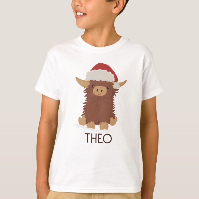 Camiseta Navidades lindos sacudida vaca de Highland Santa p (Anverso)