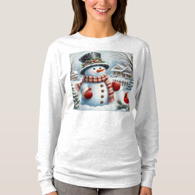 Camiseta Navidades lindos, vintage/caprichosos/snowman inve (Anverso)