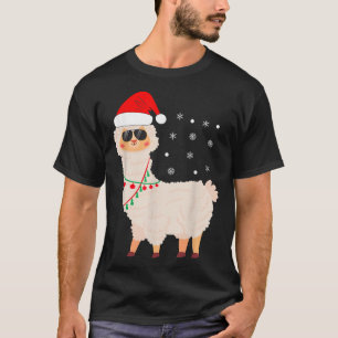 Camiseta Navidades Llama Pajamas Alpaca En Santa Hat Niños