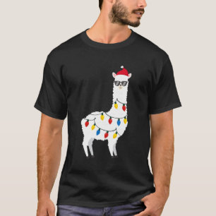 Camiseta Navidades Llama Santa Hat gafas de sol Alpaca Funn