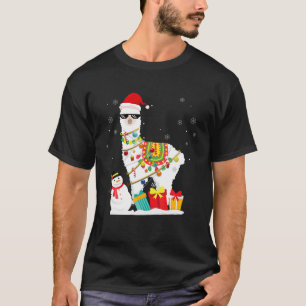 Camiseta Navidades Llama Santa Hat navideño árbol alpaca