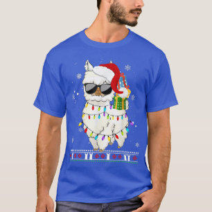 Camiseta Navidades Llama Santa Hat navideño árbol alpaca