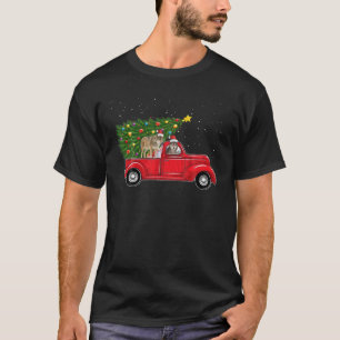 Camiseta Navidades lobo en camioneta roja con lana de árbol