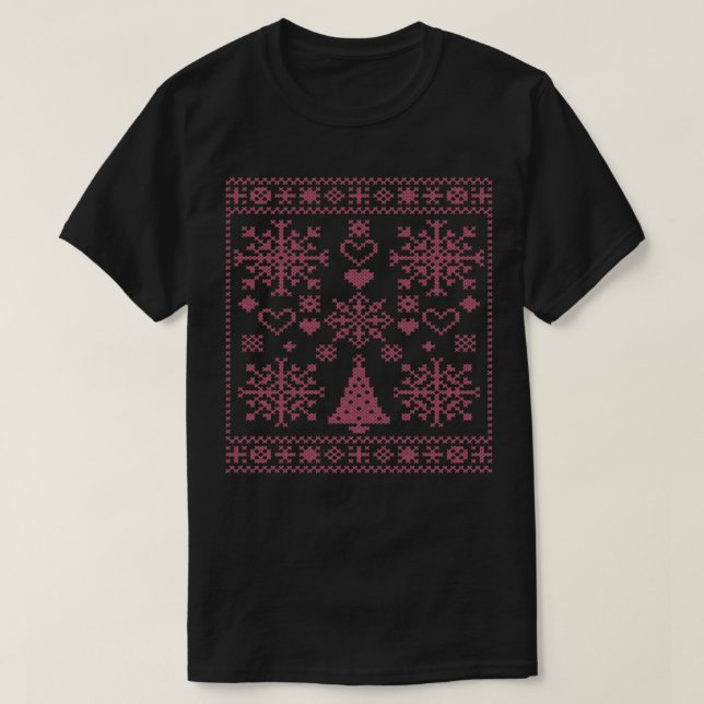 Camiseta Navidades Lover Cross Pattern Sampler Des artístic (Diseño del anverso)