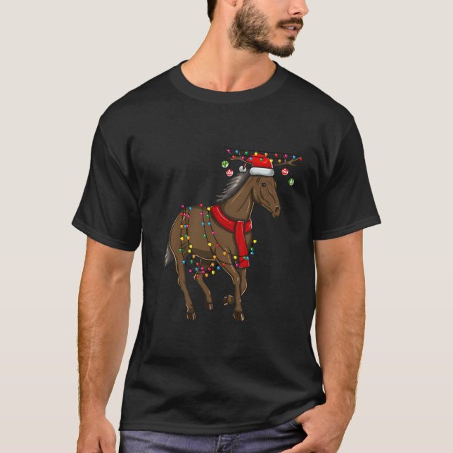 Camiseta Navidades Luces De Festividad De Caballo Con Angui (Anverso)
