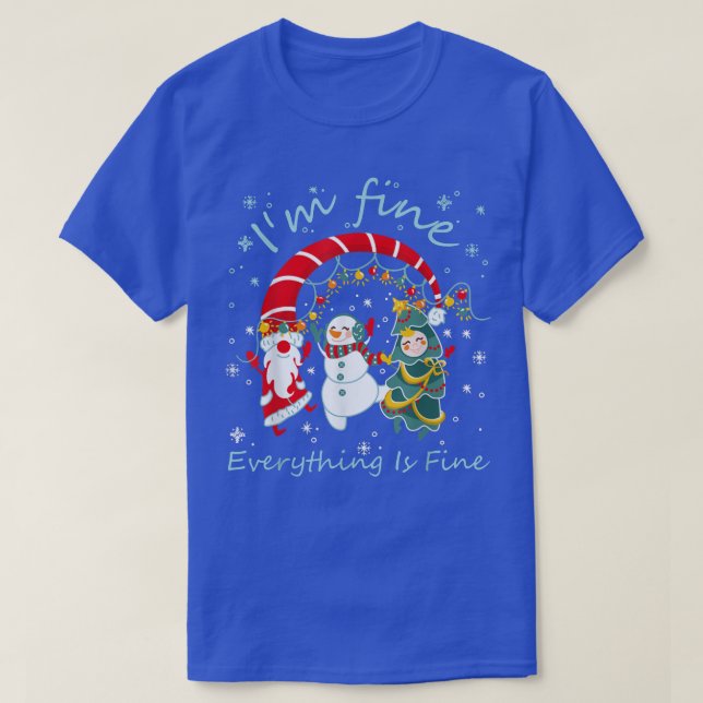 Camiseta Navidades Luces Estoy bien, todo está bien Santa (Diseño del anverso)