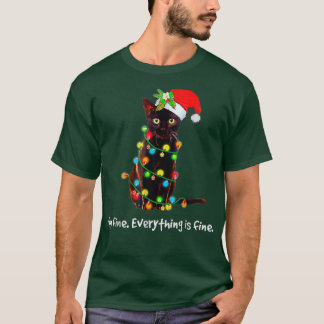 Camiseta Navidades Luces Estoy multado Todo es gato fino