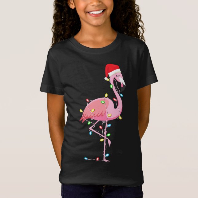 Camiseta Navidades Luces Flamingo Lover Gracioso Regalo de  (Anverso)