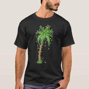 Camiseta Navidades Luces Palm Tree Beach Funny Tropical Xm
