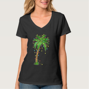 Camiseta Navidades Luces Palm Tree Beach Funny Tropical Xm