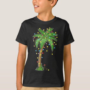 Camiseta Navidades Luces Palm Tree Beach Funny Tropical Xm