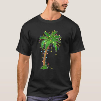Camiseta Navidades Luces Palm Tree Beach Funny Tropical Xm