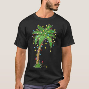 Camiseta Navidades Luces Palm Tree Beach Funny Tropical Xm