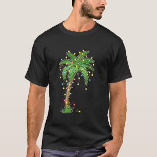 Camiseta Navidades Luces Palm Tree Beach Funny Tropical Xm