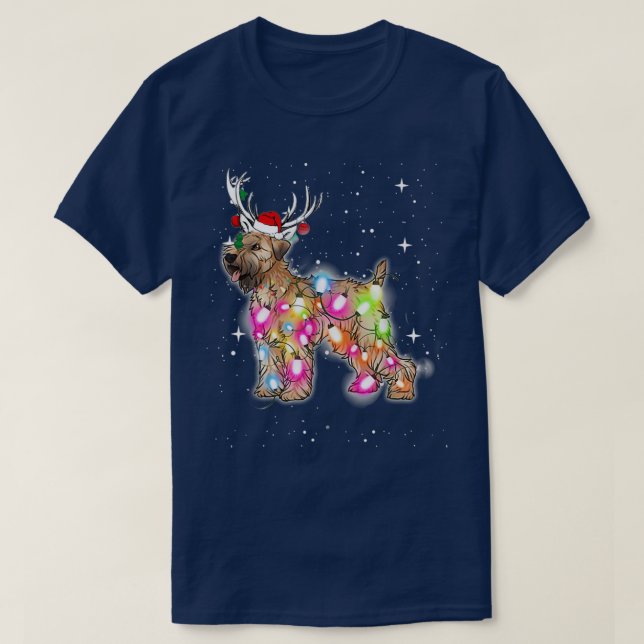 Camiseta Navidades Luces Ruedas Recubiertas Blancas Perro T (Diseño del anverso)