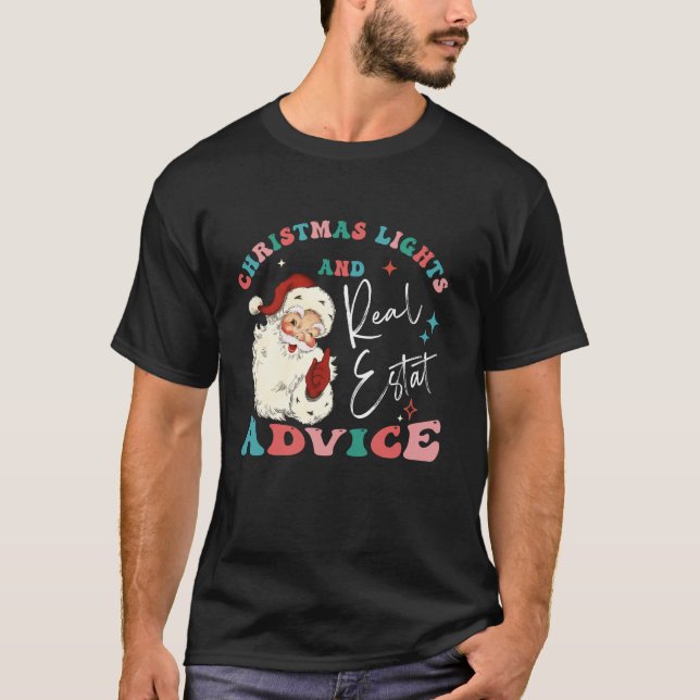 Camiseta Navidades Luces Y Asesoramiento Inmobiliario Funny (Anverso)