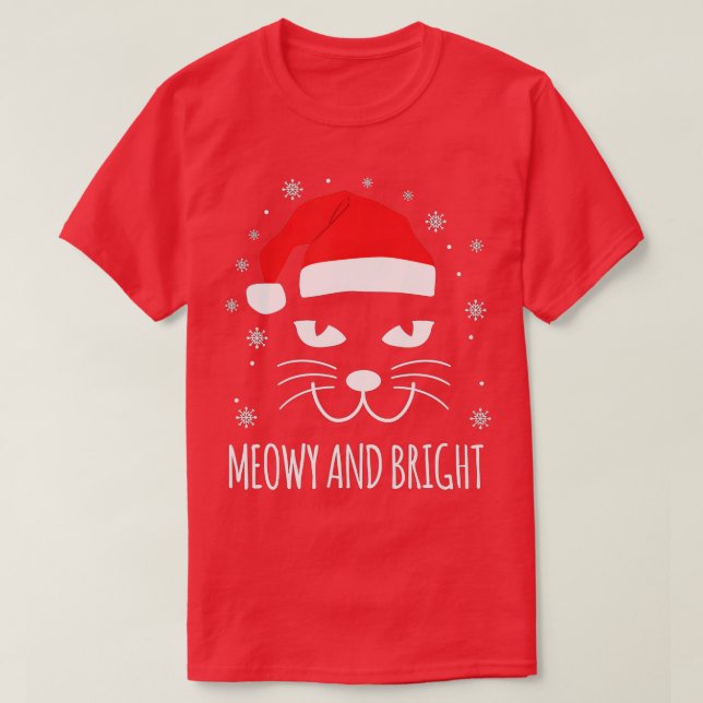 Camiseta Navidades Luminosos Y Luminosos Gato Feliz Navidad (Diseño del anverso)