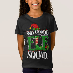 Camiseta Navidades Maestra de 2º grado Elf Squad Xmas Luces
