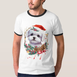 Camiseta Navidades malteses de cachorro, Navidad Perro malt