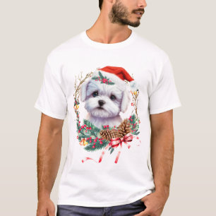 Camiseta Navidades malteses de cachorro, Navidad Perro malt