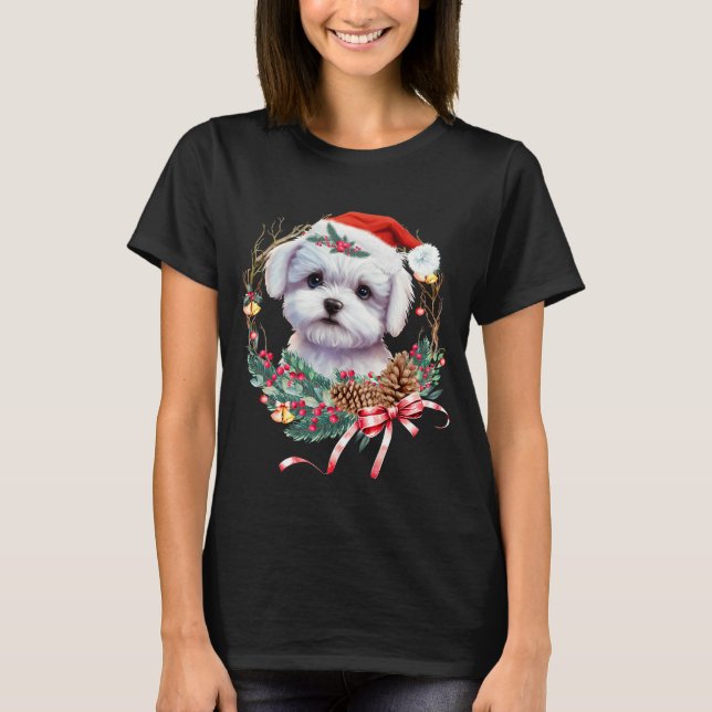 Camiseta Navidades malteses de cachorro, Navidad Perro malt (Anverso)