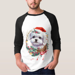 Camiseta Navidades malteses de cachorro, Navidad Perro malt
