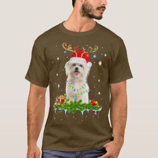 Camiseta Navidades malteses de perros iluminan Santa Reinde