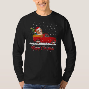 Camiseta Navidades malteses de perros montando camiones roj