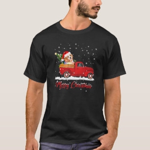 Camiseta Navidades malteses de perros montando camiones roj