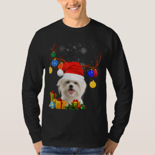 Camiseta Navidades malteses de perros renos alumbran Navida